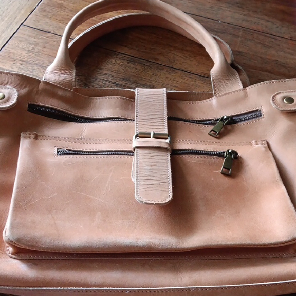 Entoto Beth Artisian Elegant Tan Leather Tote Bag
